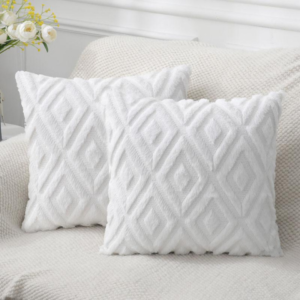 Pure White Ribbed Velvet Pillow Covers