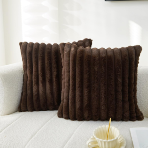 Warm Mocha Ribbed Velvet Pillow Covers