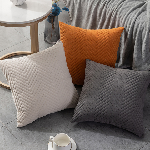 Premium Ribbed Velvet Pillow Cover Set (Set of 3)